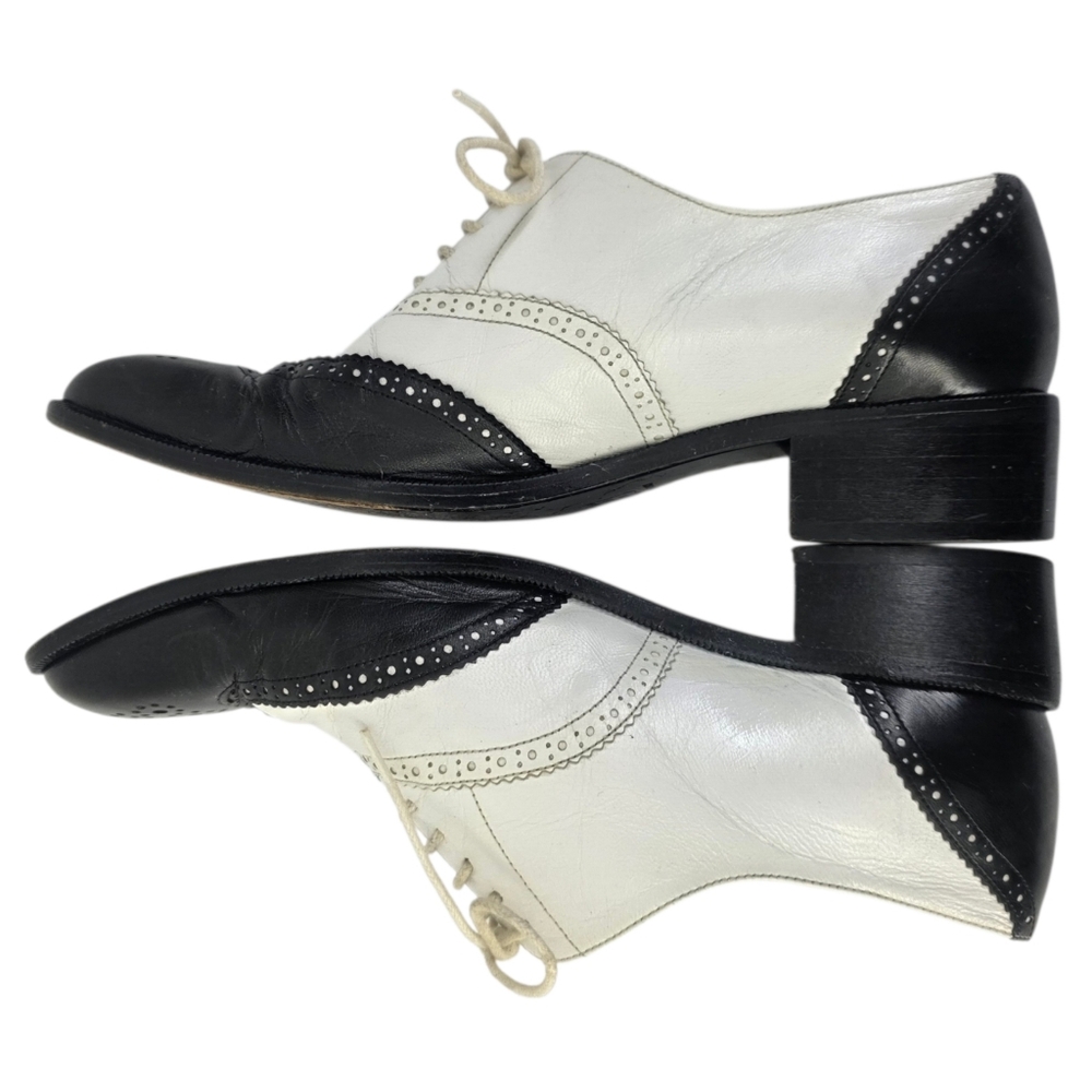 Robert Clergerie Leather Spectator Brogue Wingtip Oxford Shoes Black White Sz5.5 - Picture 9 of 16